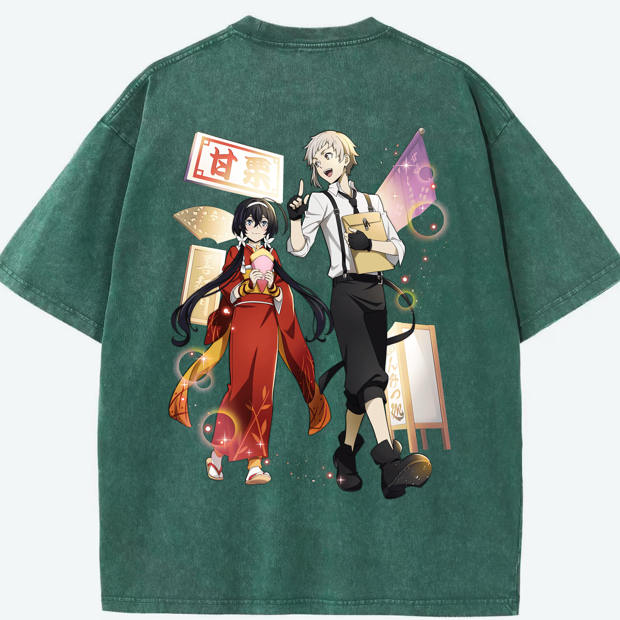 （画像用） 文豪ストレイドッグス Bungo Stray Dogs 綿100% ヴィンテージ風 半袖Tシャツ（背面プリント）